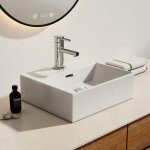 Emke - vasque � poser en c�ramique, lavabo rectangulaire en c�ramique avec trou de d�bordement, blanc ...