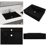 Vasque  poser en cramique noir perage pour la robinetterie 60x46cm - lavabo - washbasin - vier - ...