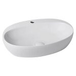 Vasque a poser clas 600x420 en c�ramique, blanc avec trou de robinet