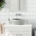 Vasque � poser gris rond ?41x14 cm c�ramique vidaxl