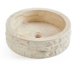 Vasque à poser / lavabo rond en marbre, coloris beige - diamètre 40 x hauteur 15 cm - pegane - Vasque à poser / lavabo rond en marbre, coloris beige - diamètre 40 x hauteur 15 cm - pegane -