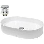 Luxebath - ecd germany vasque  poser de salle de bain, 605x380x125 mm, avec bonde de vidage pour lavabo ...