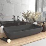 Bonnevie - vasque  poser lavabo  poser pour salle de bain - rectangulaire gris fonc mat 71x38 cm cramique ...
