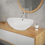 Ecd germany - vasque � poser lavabo suspendu - 590 x 390 x 200 mm - en c�ramique - ovale - blanc - lave ...