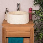 Vasque lave main � poser de salle de bain en marbre elbe cr�me 35 cm