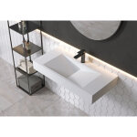 Bernstein - vasque murale rectangulaire pb2049 en pierre solide (fonte min�rale) - 90 x 45 x 12 cm - ...