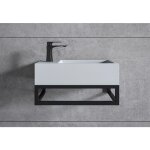 Bernstein - vasque murale suspendue design en fonte min�rale lave - main pour salle de bain - 44x22x10cm ...