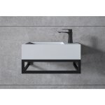 Bernstein - vasque murale suspendue design en fonte min�rale lave - main pour salle de bain - 44x22x10cm ...