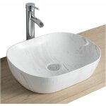 Mob - in - vasque � poser ovale en c�ramique effet marbre 46x37cm