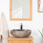 Wanda collection - vasque  poser en pierre naturelle salle de bain galet 30 cm