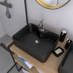 Aurlane - vasque à poser rectangle en céramique noire - 48x37x13. 5cm - rectangular dark Aurlane - vasque à poser rectangle en céramique noire - 48x37x13. 5cm - rectangular dark