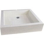Ondee zen - vasque rectangle � poser timbre - cr�me - 60x40cm - terrazzo - sans trop plein