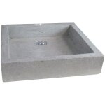 Ondee - zen - vasque rectangle  poser timbre - gris - 40 x 60 cm - terrazzo - sans trop plein