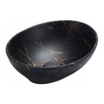 Vasque � poser rectangulaire, c�ramique 40, 5x33x14 cm marbre noir / dor�