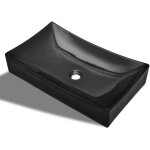 Vasque rectangulaire c�ramique noir pour salle de bain vidaxl