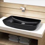Vasque rectangulaire c�ramique noir pour salle de bain vidaxl