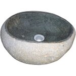 Ondee - zen - vasque � poser riva - unique - 30cm - gris - pierre de rivi�re - sans trop plein
