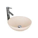 Vasque � poser ronde 40 cm en solide surface beige ros� - bol�a