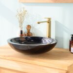 Wanda collection - vasque ronde barcelone � poser en marbre de couleur noir - diam�tre 45 cm