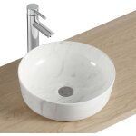 Mob - in - vasque à poser ronde en céramique effet marbre blanc 37cm Mob - in - vasque à poser ronde en céramique effet marbre blanc 37cm