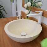 Vasque ronde � poser en terrazzo cr�me, rondo
