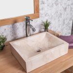 Vasque salle de bain � poser alexandrie rectangle 30cm x 40cm cr�me