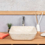 Wanda collection - vasque salle de bain carr en marbre carmen 40 cm crme