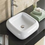 Vasque pour salle de bain carr�e - c�ramique - 46x46 cm - care
