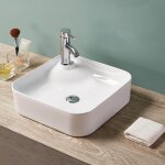 Rue du bain - vasque pour salle de bain carr�e - c�ramique blanc brillant - 43x43 cm - urban