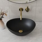 Deervalley - vasque � poser ovale en c�ramique noire pour salle de bain 40 x 33 cm