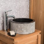 Wanda collection - vasque salle de bain en marbre elbe noir 35cm