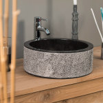 Wanda collection - vasque salle de bain en marbre elbe noir 40cm