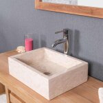 Vasque salle de bain � poser milan rectangle 30cm x 40cm cr�me