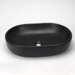 Rue du bain - vasque pour salle de bain ovale - cramique noir mat - 59x42 cm - extra