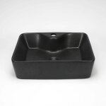 Vasque pour salle de bain rectangulaire - cramique noir mat - 48x38 cm - edo