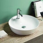 Rue du bain - vasque pour salle de bain ronde - c�ramique blanc brillant - 44 cm - lodge