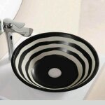 Vasque pour salle de bain ronde - c�ramique noire et blanc - 41 cm - virtual