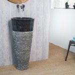 Wanda collection - vasque salle de bain sur pied en pierre florence noir Wanda collection - vasque salle de bain sur pied en pierre florence noir