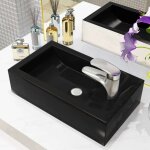 Vasque avec trou de robinet c�ramique noir 46 x 25, 5 x 12 cm vidaxl