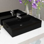 Vasque avec trou de robinet en c�ramique noir 60, 5x42, 5x14, 5 cm vidaxl
