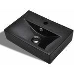 Vasque � trou de trop - plein / robinet noir c�ramique pour salle de bain vidaxl
