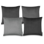 Velours housse de coussin lot de 4 housses coussin d�co salon canap� gris, 4pcs - set - paco home
