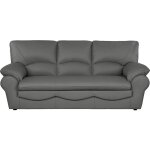 Venesetti - canap� 3 places en 100% tout cuir italien vachette osatis, couleur gris fonc� - gris fonc� ...