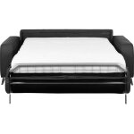 Venesetti - canapé 3 places convertible en cuir italien de luxe alvine, noir - noir Venesetti - canapé 3 places convertible en cuir italien de luxe alvine, noir - noir