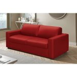 Venesetti - canap 3 places convertible en cuir italien de luxe corail, rouge fonc - rouge fonc