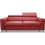 Venesetti - canap 3 places convertible en cuir italien de luxe movida, rouge fonc - rouge fonc