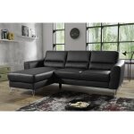 Venesetti - canap d'angle convertible en cuir italien de luxe 5 places santorin, avec coffre, noir, ...