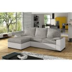 Venesetti - canapé d'angle convertible, en tissu gris et simili blanc, angle gauche (vu de face) - lucas ... Venesetti - canapé d'angle convertible, en tissu gris et simili blanc, angle gauche (vu de face) - lucas ...