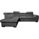 Venesetti - canap� d'angle en cuir italien de luxe 5 / 6 places tonus, gris fonc�, angle gauche - gris ...