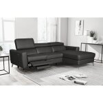 Venesetti - canap d'angle en cuir italien de luxe 5 places botero, avec relax lectrique, noir, angle ...